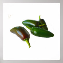 Three Jalapeno Peppers Whole Green and Red colours Poster