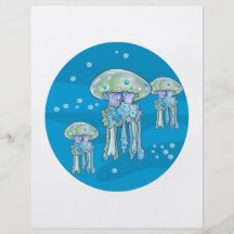 three jellyfish underwater circle design full colour flyer