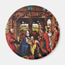 Three King Altar, Middle Panel: Adoration Fridge Magnet