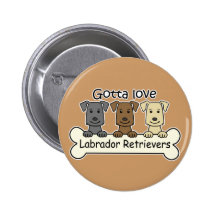 Three Labrador Retrievers Buttons