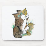 Three Leaves and a Tiger Kitten Mousepad