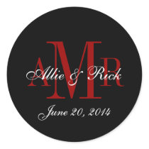 Three Letter Monogram Names Wedding Favour Labels Sticker