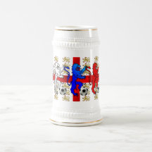 Three Lions football players and fans beer mug