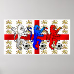 Three Lions football players England Poster