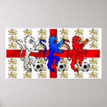 Three Lions football players England Poster