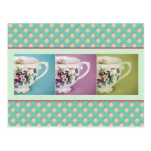 Three Little Teacups Postcard