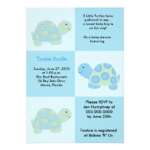 Three Little Turtles Mod Turtle 5x7 Baby Shower Invite
