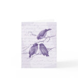 Three Little Winter Birds Vintage Purple Thank You Card