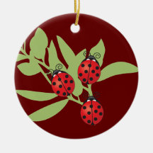 Three Lucky Ladybugs Christmas Tree Ornament