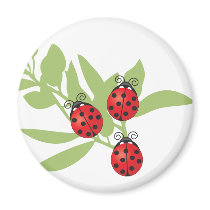 Three Lucky Ladybugs Refrigerator Magnet