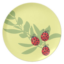 Three Lucky Ladybugs Dinner Plates