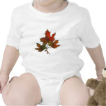Three Maple Leaves in Autumn: Realism Art Bodysuits