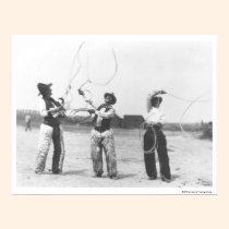 Three men lassoing. posters