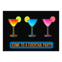 Three Neon Cocktails with Neon Sign Announcements