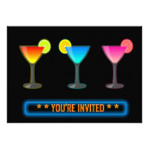Three Neon Cocktails with Neon Sign You're Invited
