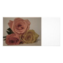three pale roses Coloured in vintage shades Personalized Photo Card