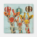Three Peeking Giraffes  Magnet