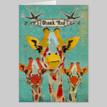 Three Peeking Giraffes Thank You Card cards