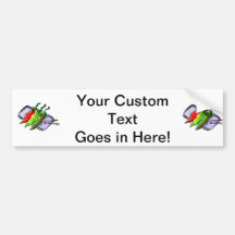 Three Peppers Fork Knife on Tray Graphic Bumper Sticker