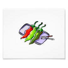 Three Peppers Fork Knife on Tray Graphic Photo Art
