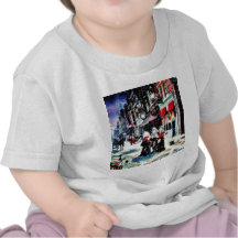 Three persons standing on a street singing christm t-shirt