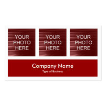 Three Photos Plus One - Ruby Red Business Cards