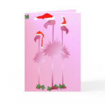 Three Pink Christmas Flamingos Greeting Cards