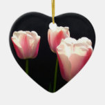 Three pink tulip flowers.  Christmas, holidays. Christmas Tree Ornament