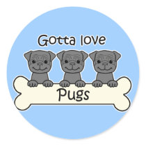 Three Pugs Stickers