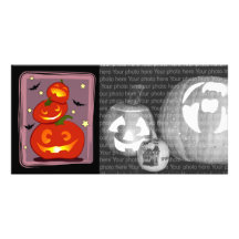 Three pumpkins photo card template