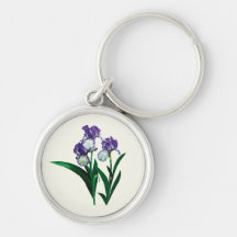 Three Purple and White Irises Key Chains