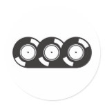 Three Records Round Stickers