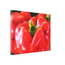 Three Red Peppers Stretched Canvas Print