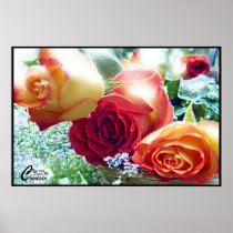 Three Roses (Black Border) Poster