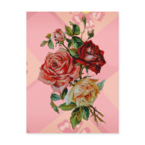 Three roses on pink pattern