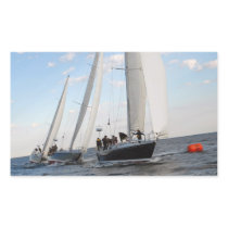 Three Sailboats on the Sea. Rectangular Stickers