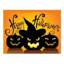 Three Scary Jack o' Lanterns Post Cards
