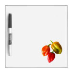 Three Scotch Bonnet Peppers Red Orange Yellow