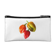 Three Scotch Bonnet Peppers Red Orange Yellow Makeup Bags