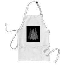 Three Snowy Christmas Trees. Black White. Aprons