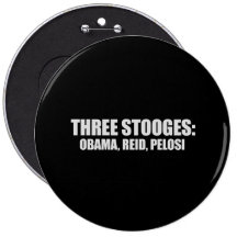 Three Stooges - Obama Reid Pelosi T-shirt Button