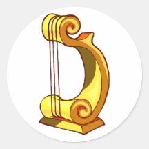 Three Stringed Lyre Graphic Image Design Round Sticker