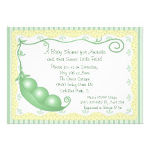 Three Sweet Peas in a Pod Baby Shower Invitation