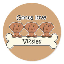 Three Vizslas Round Sticker