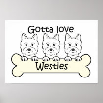 Three Westies Print