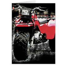 Three Wheeled ATC Red Trike Motorbike Greeting Card