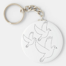 Three White Doves Key Chain