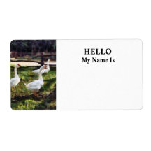 Three White Geese Shipping Labels