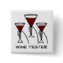 Three Wine Glasses in Hands Cartoon Pin