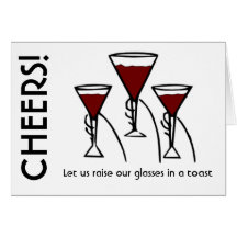 Three Wine Glasses in Hands Cartoon Cards